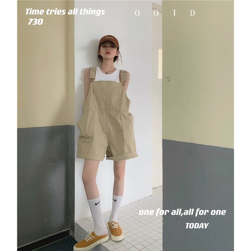【4048】【低价清仓】牛仔背带裤女2025年小个子大码胖mm韩系显瘦短裤