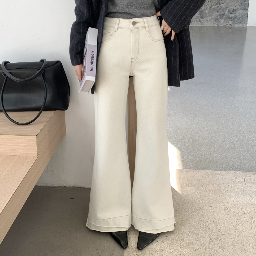 冬季高腰显瘦加绒筒喇牛仔裤858