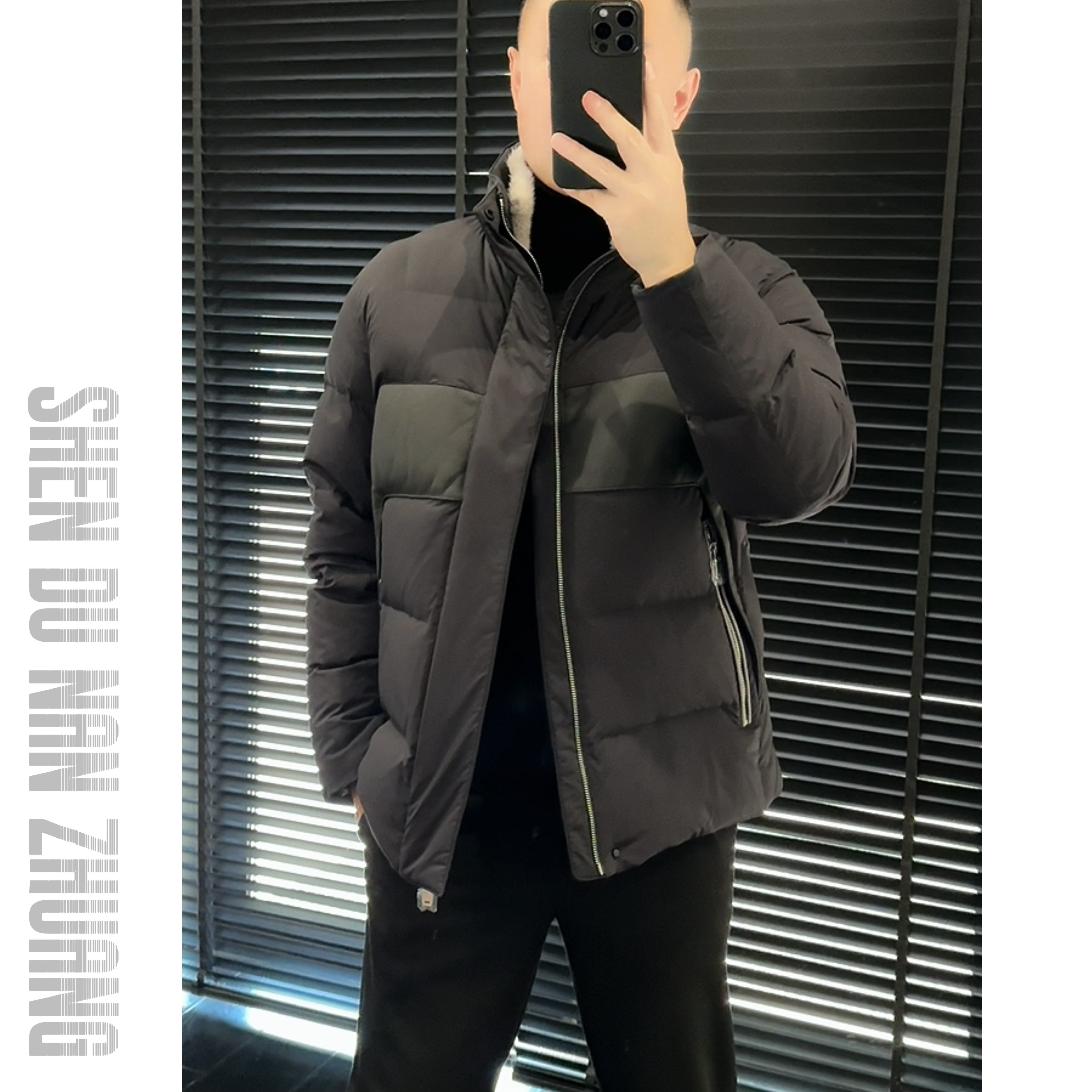 SHEN&DU男装｜“Downplus鹅绒”拼绵羊皮水貂领口羽绒服867620