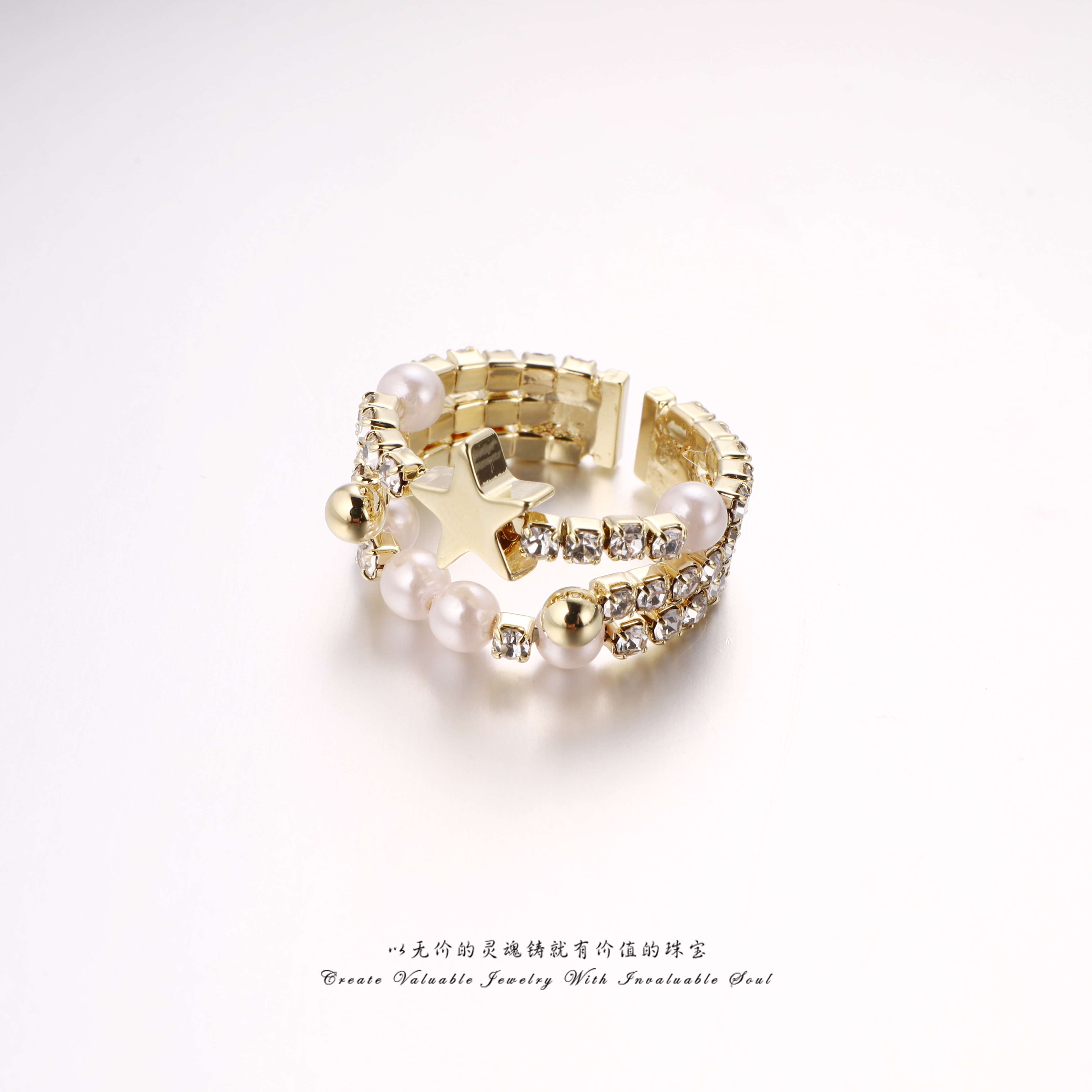 铜合金锆石戒指 【Francesca·V】意·轻奢时尚开口戒指 FV-C-32167