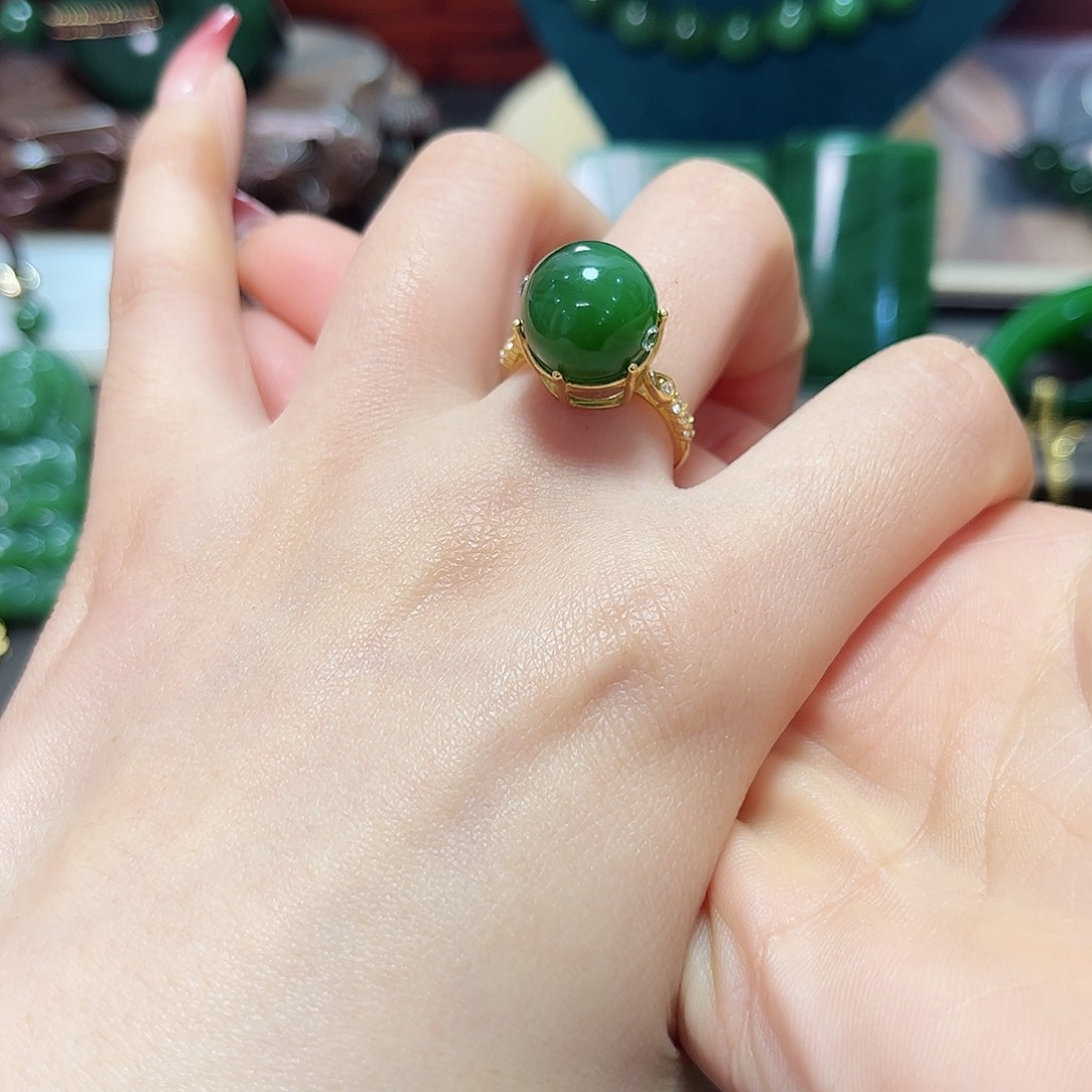 和田玉戒指银S925镶嵌