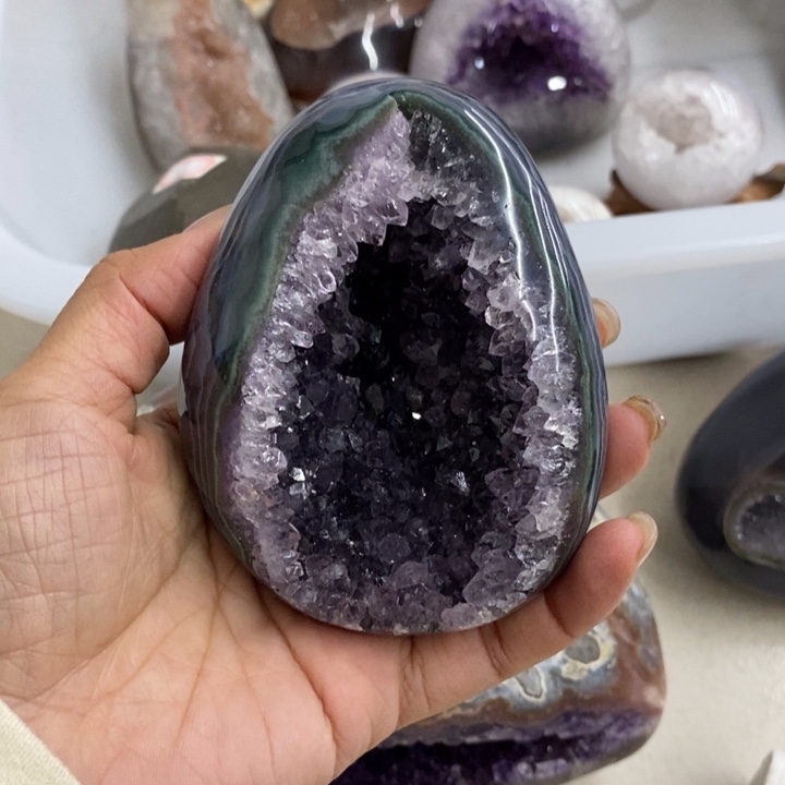 画***沙紫晶珠宝半成品未镶嵌