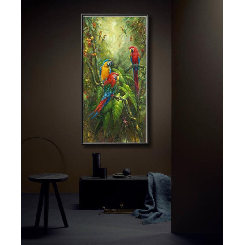 【鹦鹉】  装饰画 油画客厅玄关办公室茶室挂画