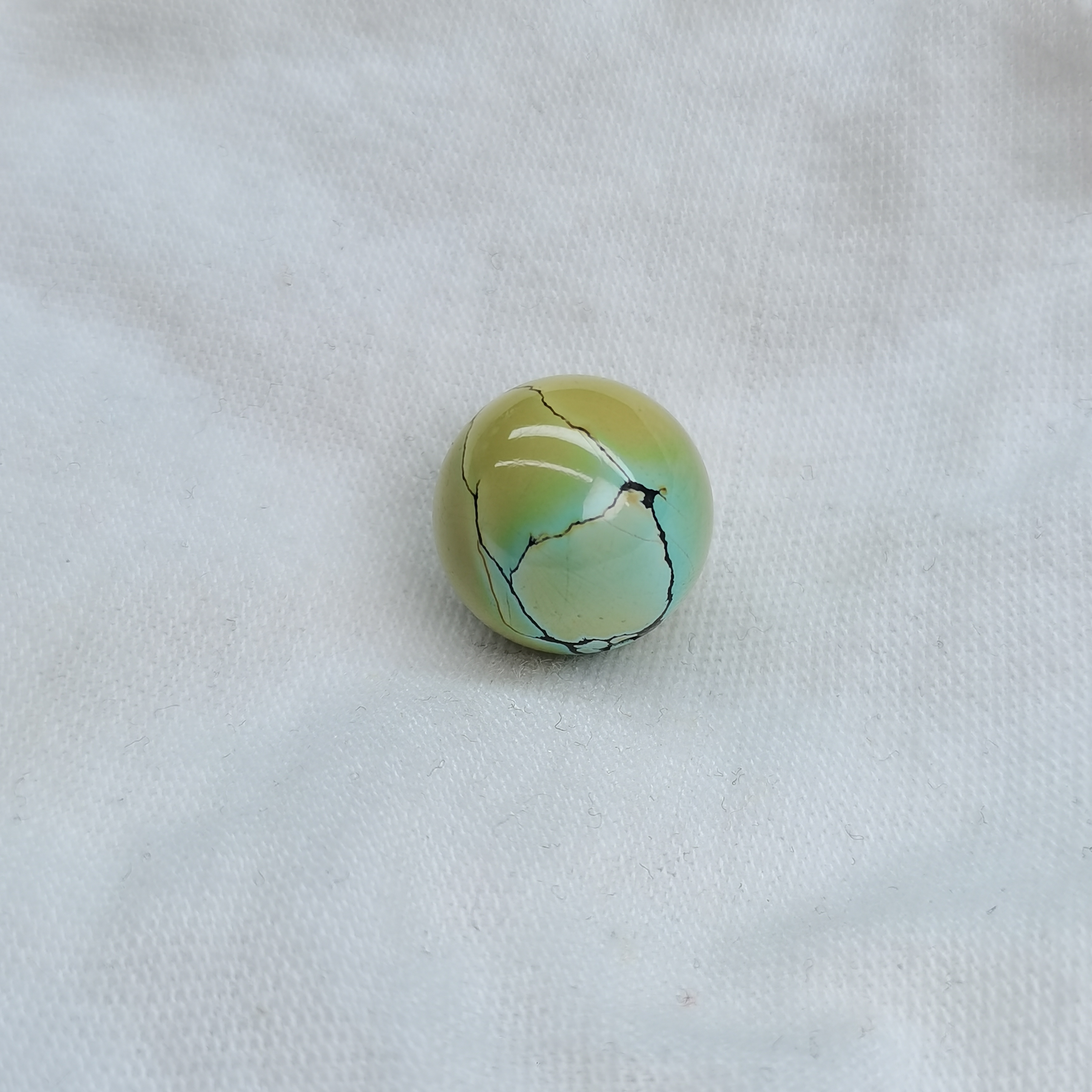原矿高瓷特色绿松石炫彩水草纹圆珠 直径13MM 2.8g