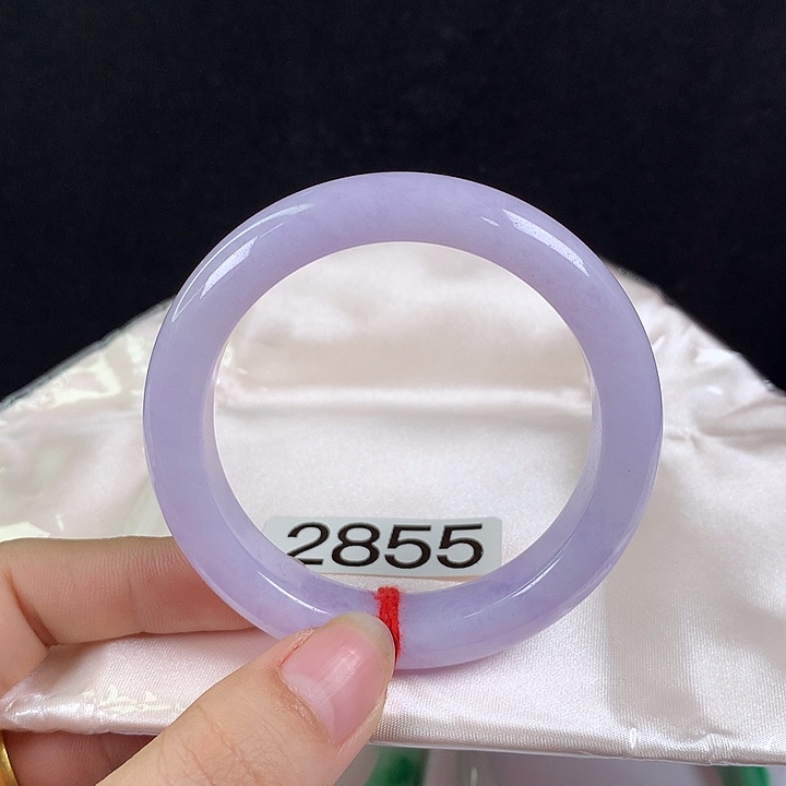 翡翠未镶嵌手镯53圈 满圈紫罗兰