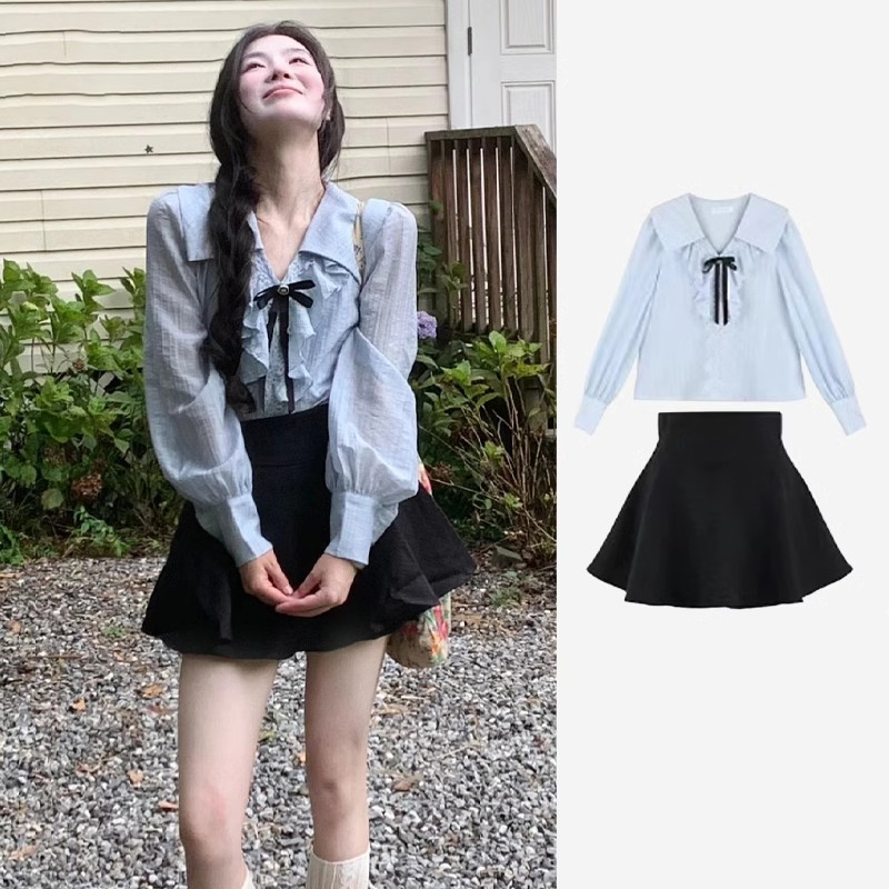 【两件套】时尚连衣裙小香风独特绝美韩系穿搭小清新两件套D0494