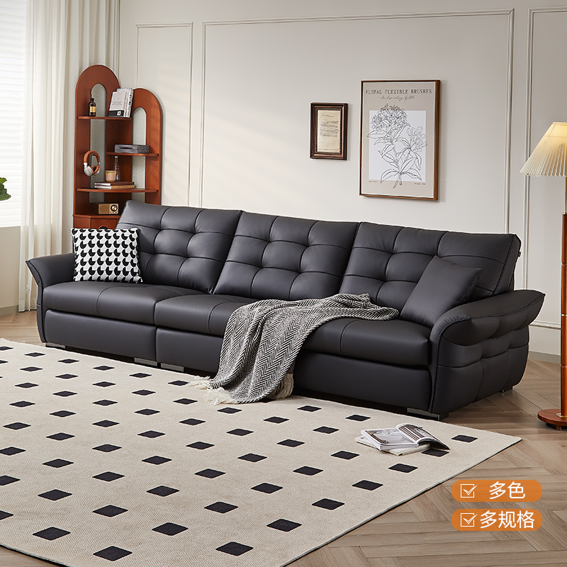真皮沙发意式极简头层牛皮小户型客厅黑糖云朵沙发新款沙发大黑熊