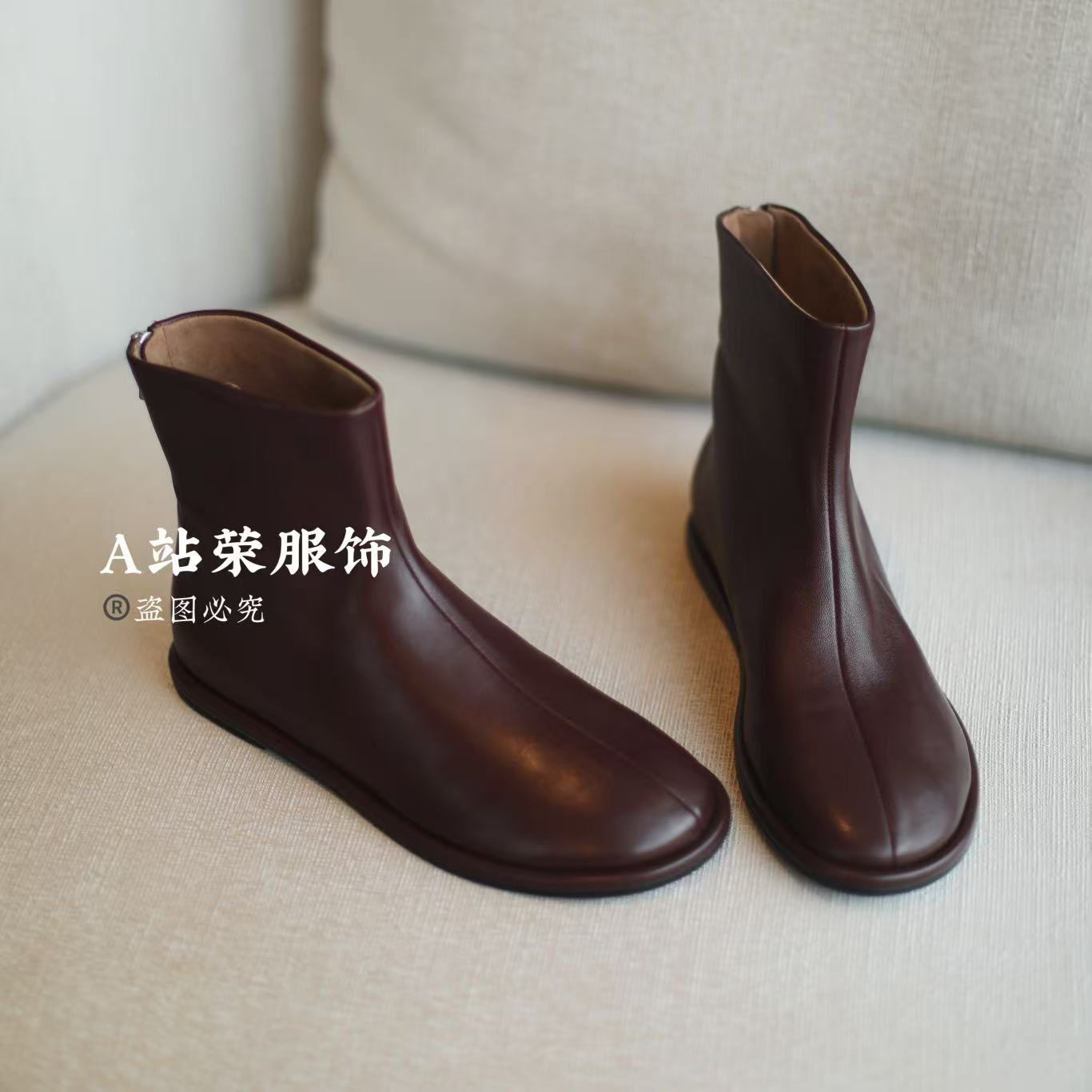 【荣姐精选】复古摩登后拉链短靴