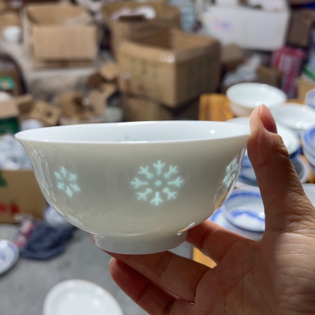 碗5寸雕刻雪花饭碗