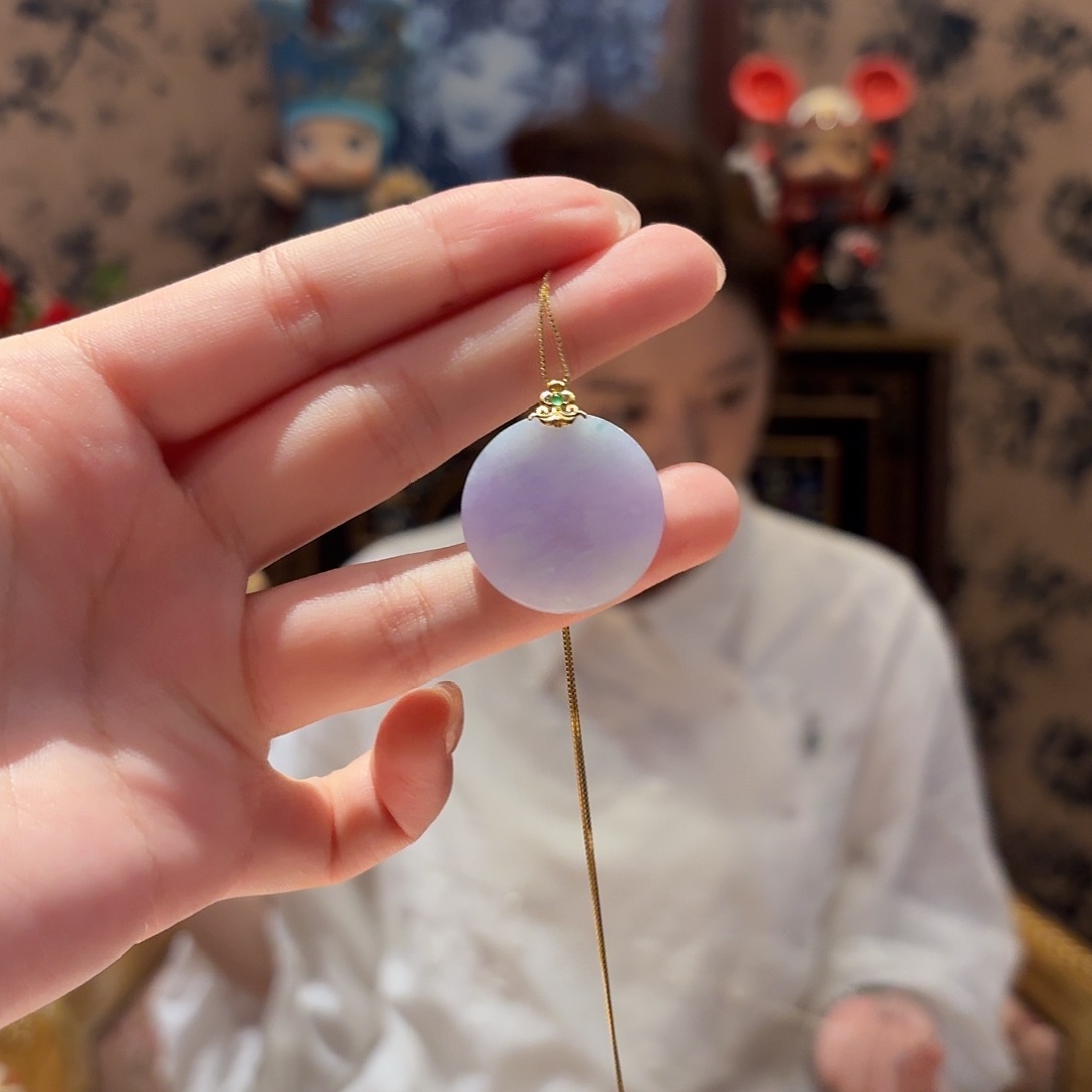 翡翠吊坠(赠链)18K金镶嵌3号