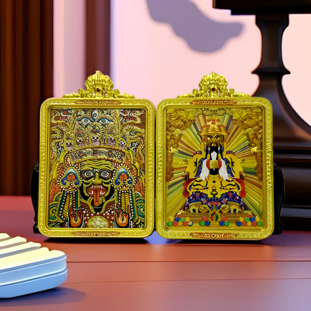 《多吉藏传》扎基拉姆Z07立体唐卡福牌，手绘描金鎏金镀K金工艺 