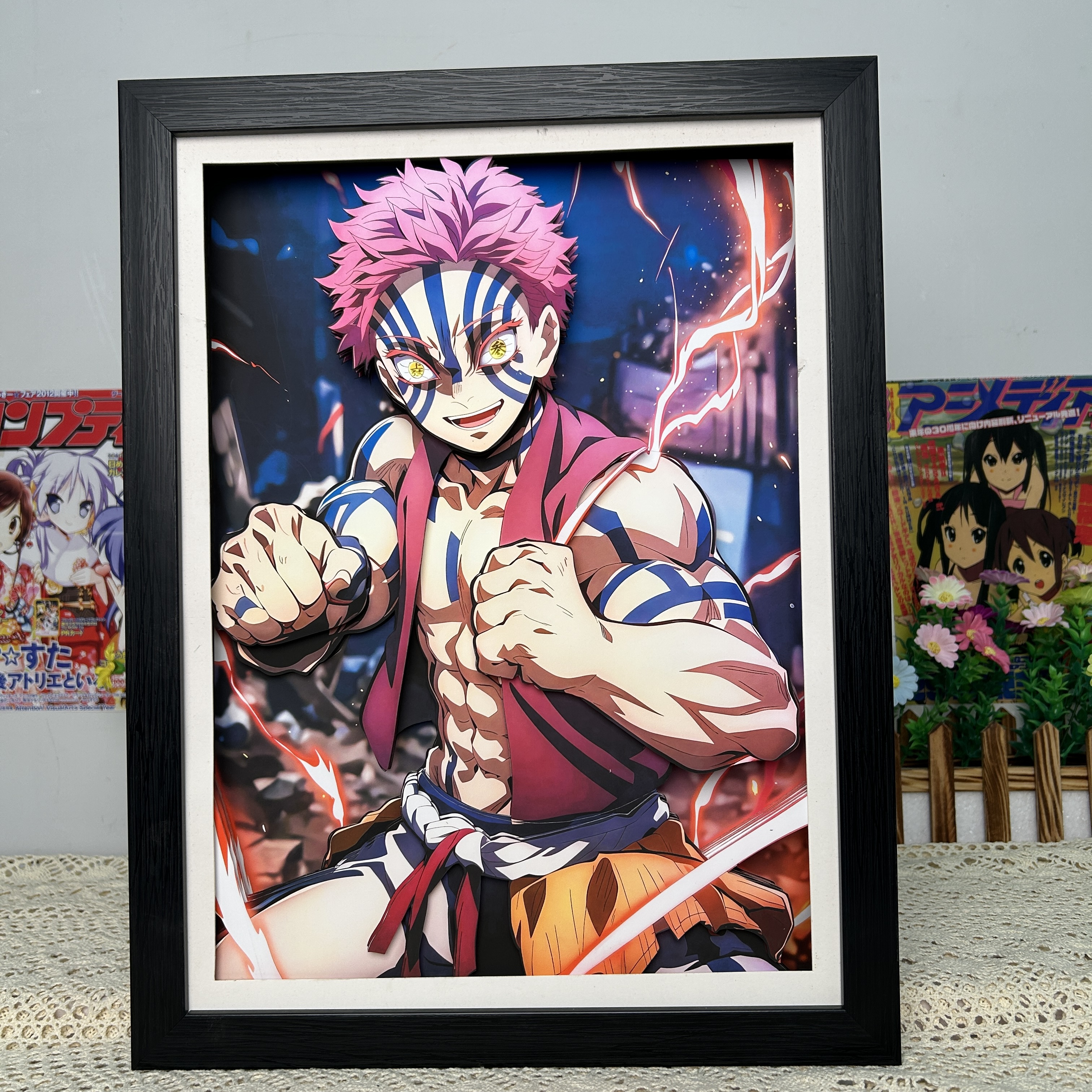 GMA77/27*21CM猗窝座破坏杀鬼灭之刃3D立体客厅卧室装饰画壁画