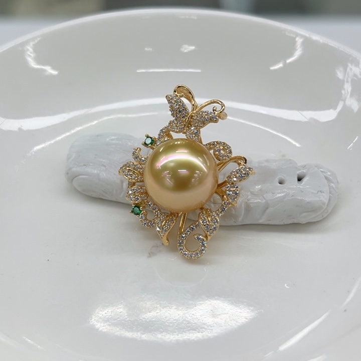 银S925镶嵌吊坠(不含链)海水珍珠12-13mm