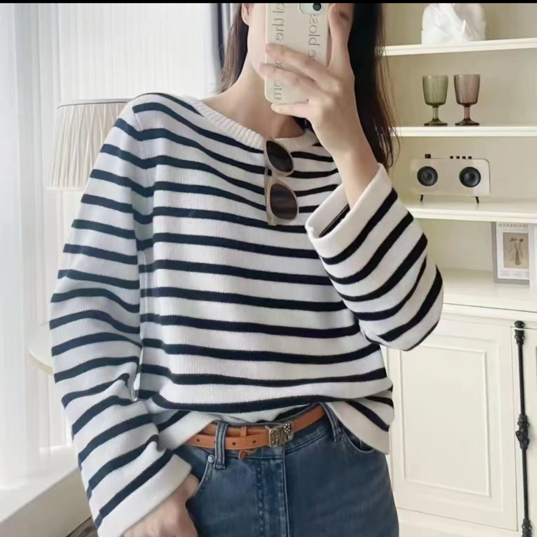 （不退换）5399541条纹羊绒毛衫