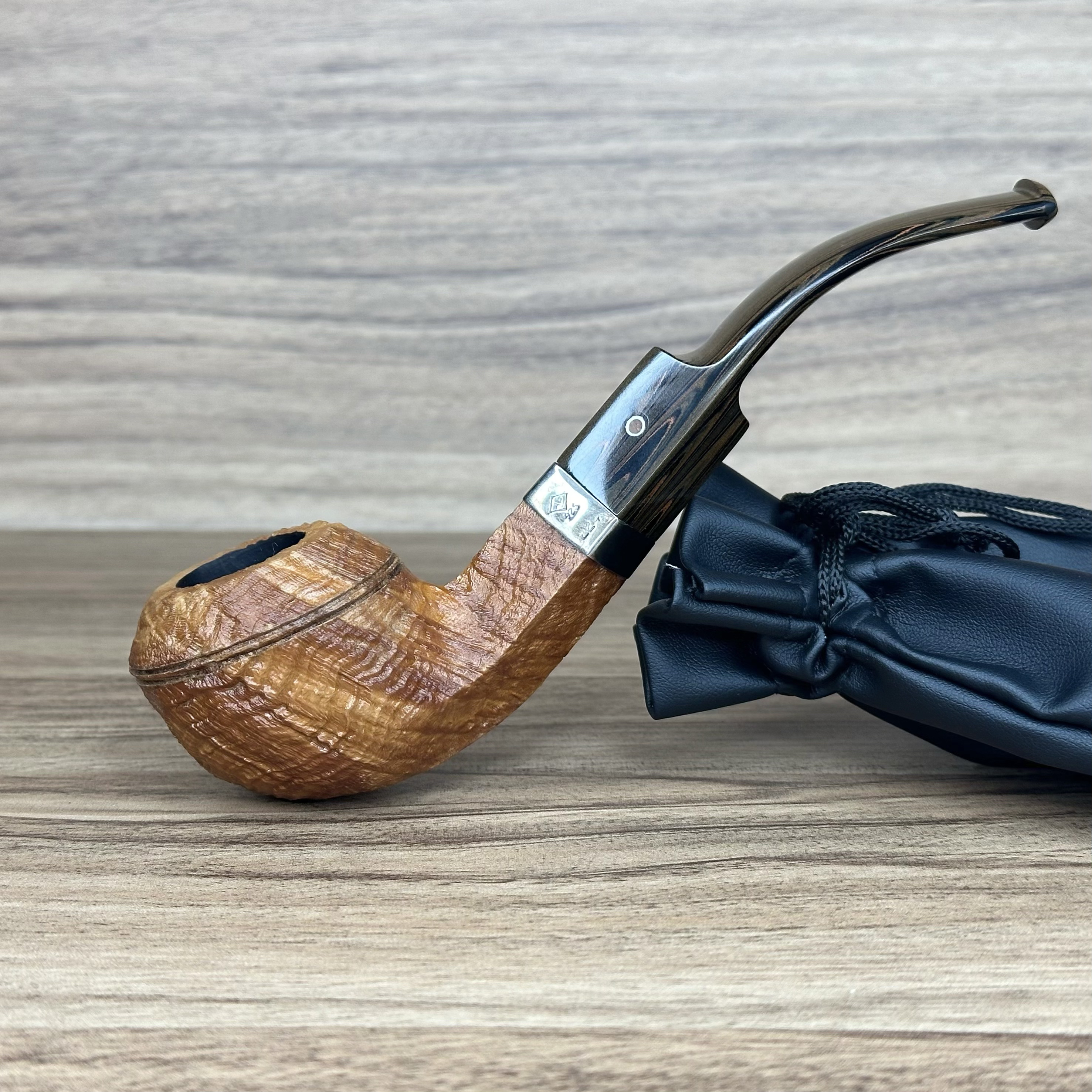 英国Ashton阿什顿 3X银圈木本色牛头斗型石楠木手工烟斗