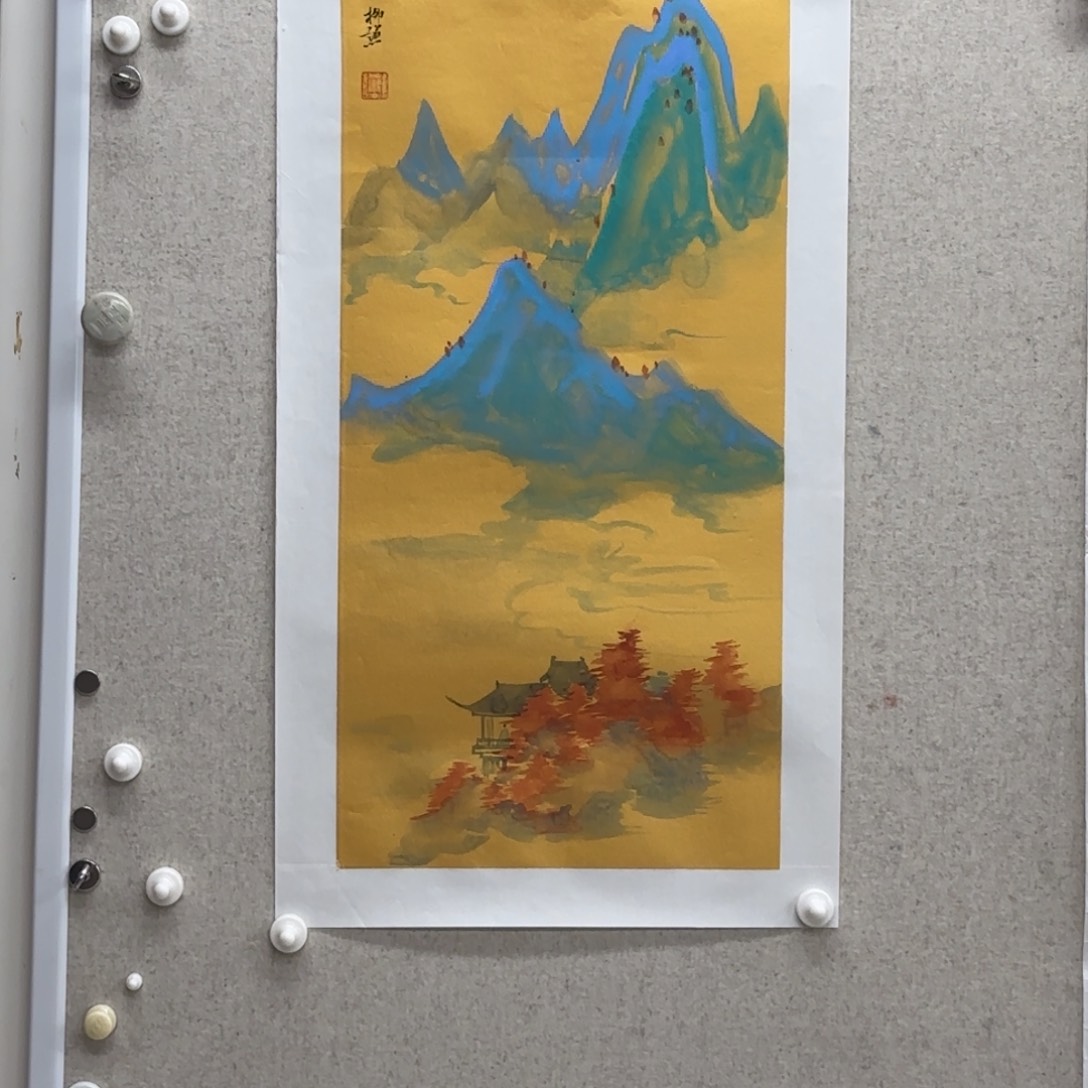 国画柳谦 金碧山水