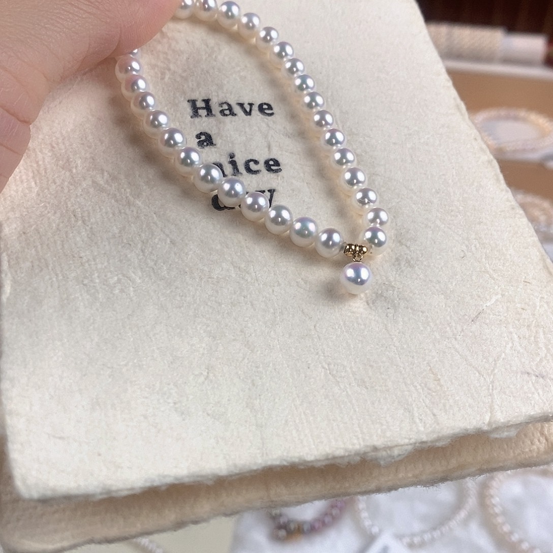 手绳18K金镶嵌淡水珍珠