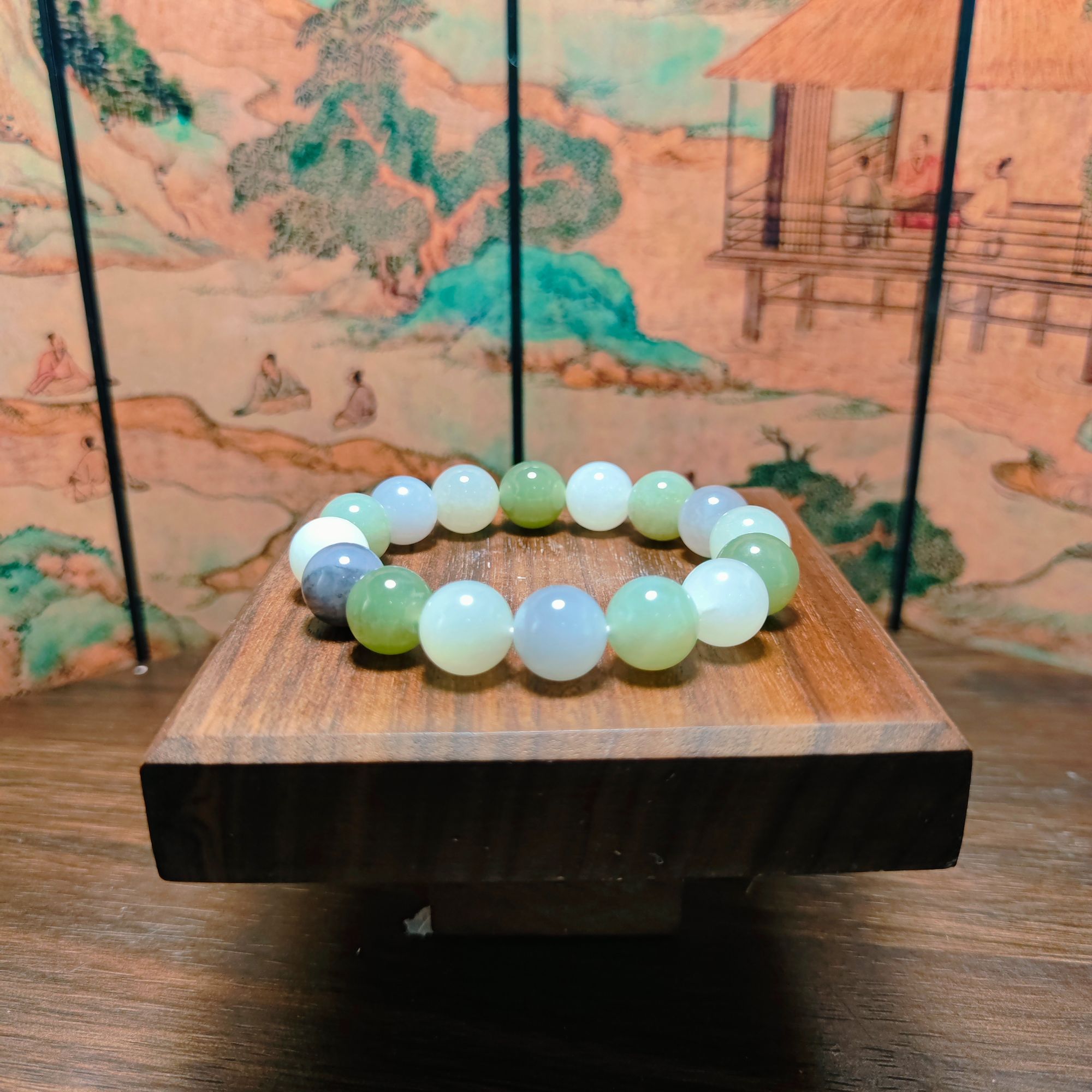 N和田玉多宝圆珠手串（卡12）0502