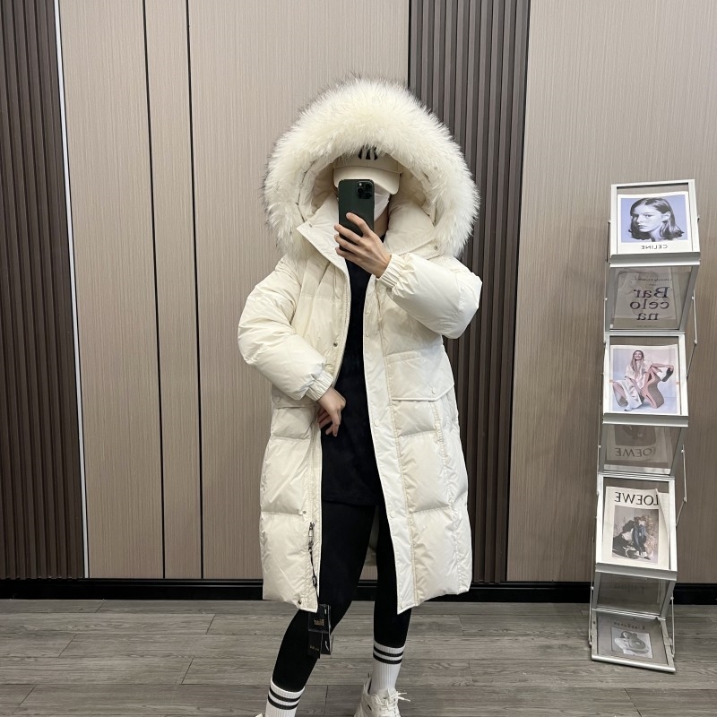 【菱形格】羽绒服女中长款2025冬季新款韩版宽松显瘦时尚加厚外套潮