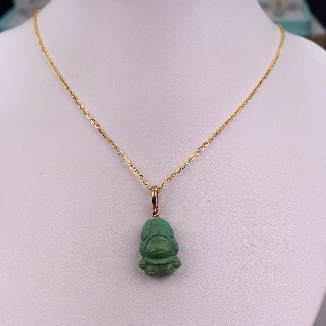 绿松石18K金镶嵌吊坠(赠链)