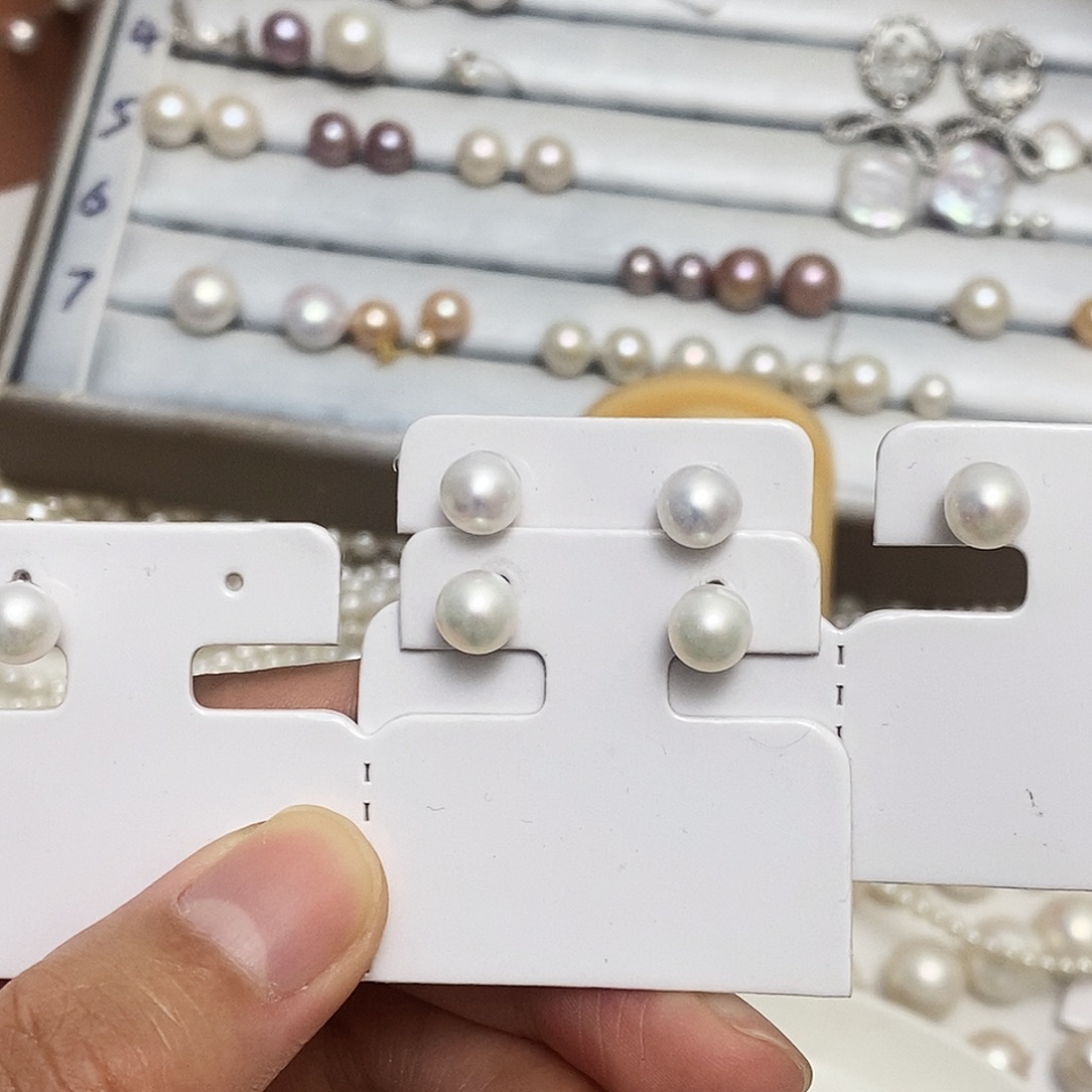 珍珠耳钉6.6m淡水珍珠银S925镶嵌