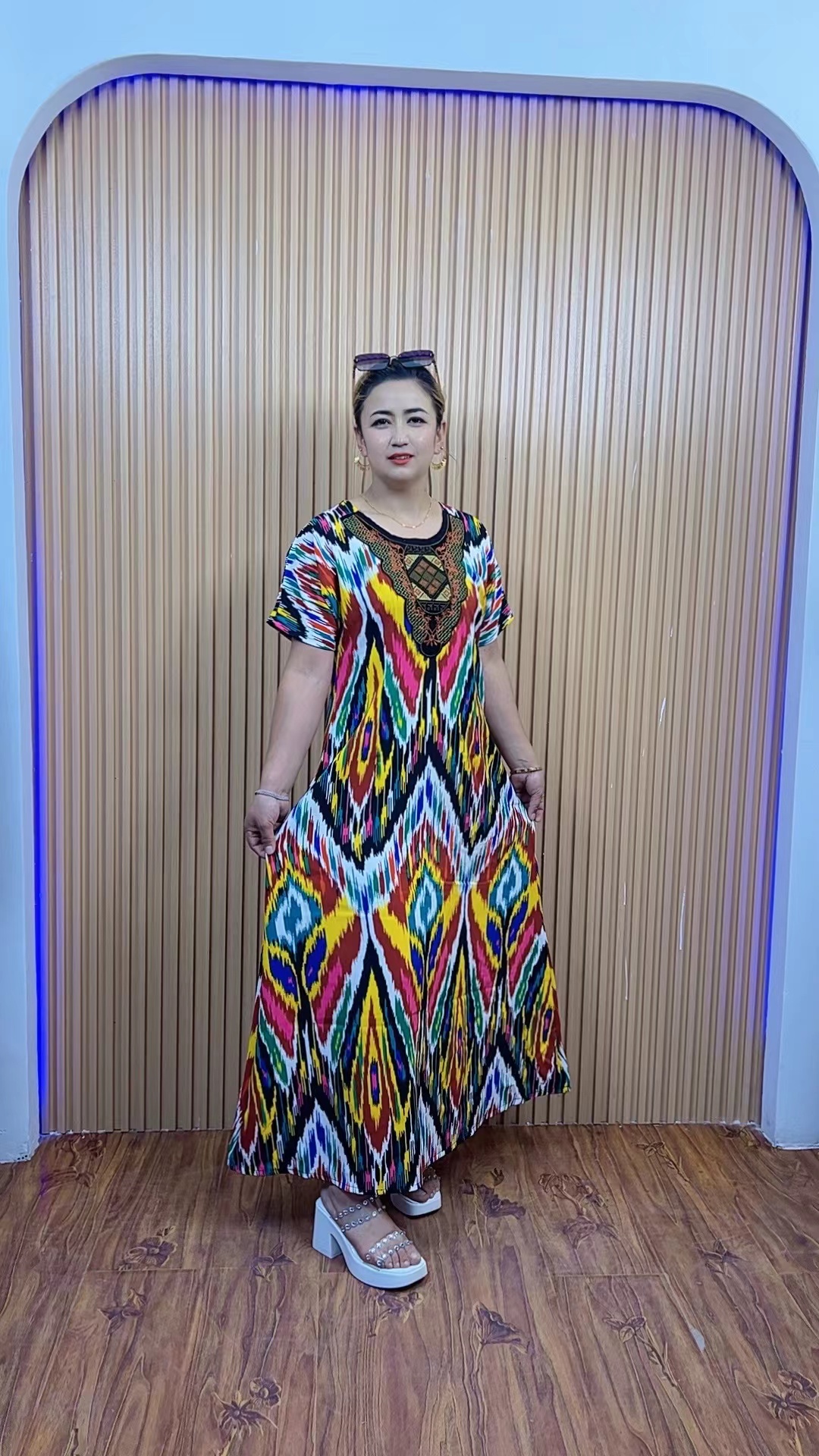 显瘦长裙套头不规则裙立领常规女装中长款连衣裙百搭