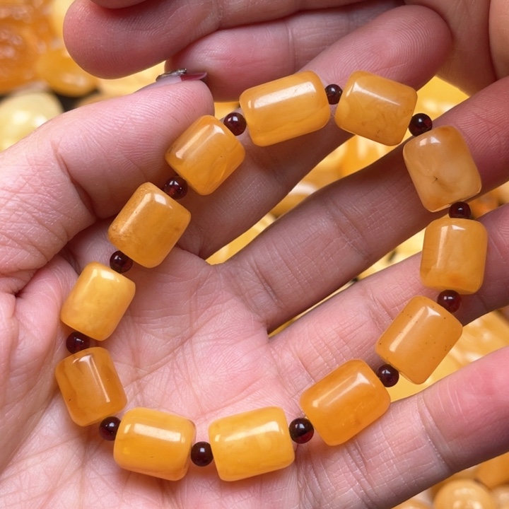 蜜蜡裸石未镶嵌蜜蜡手串