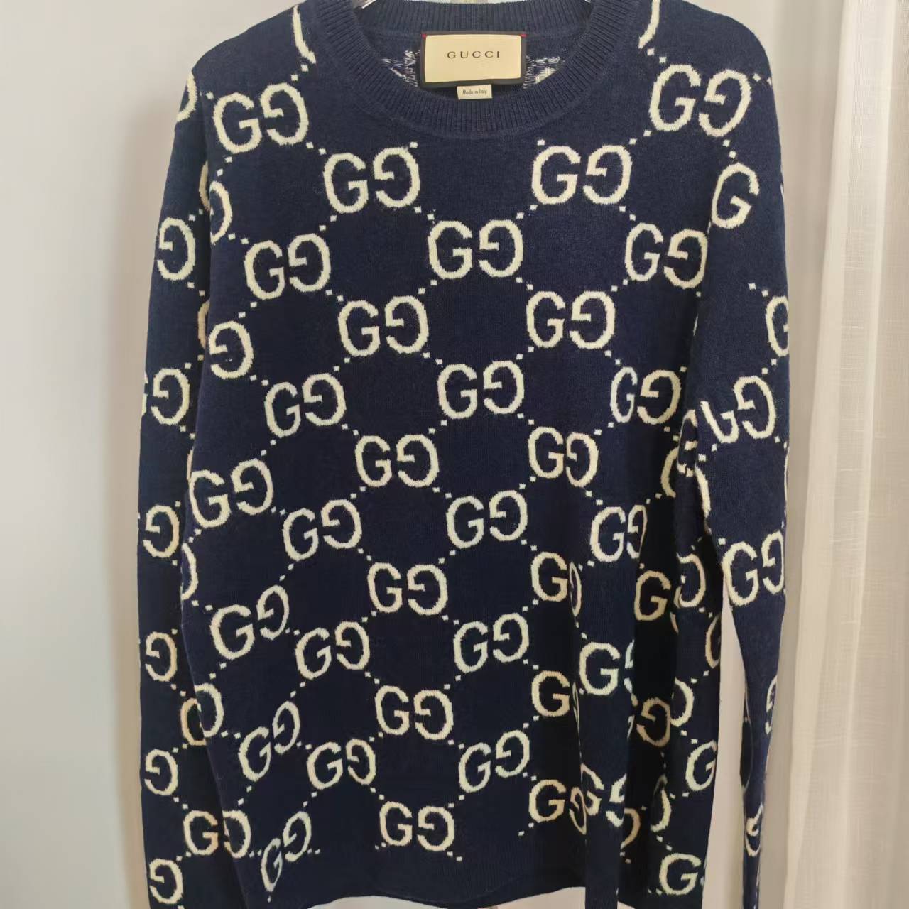 99新 GUCCI/古驰 蓝老花针织套头衫  100