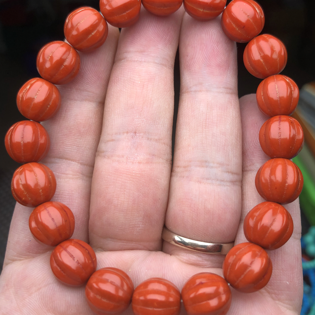 345满色满肉南红南瓜珠12mm手串