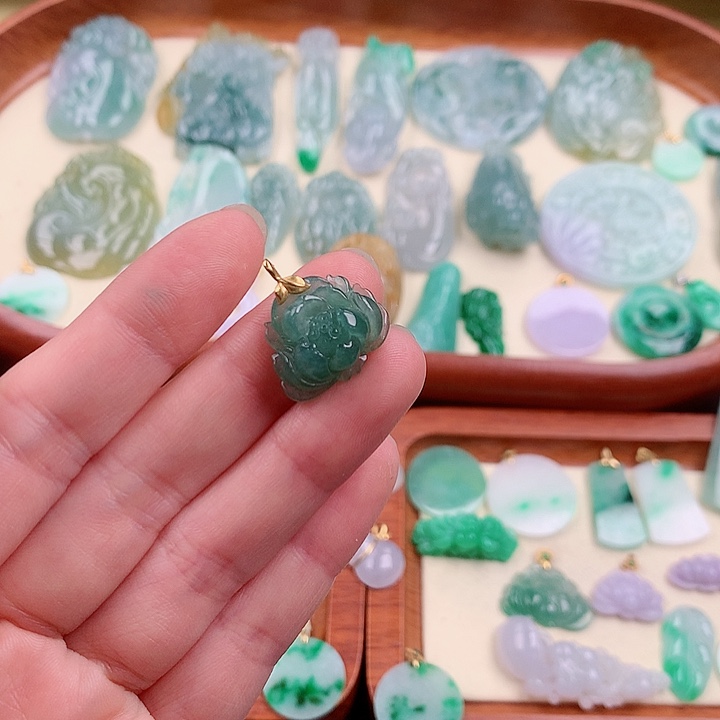 翡翠颈饰18K金镶嵌8865567677