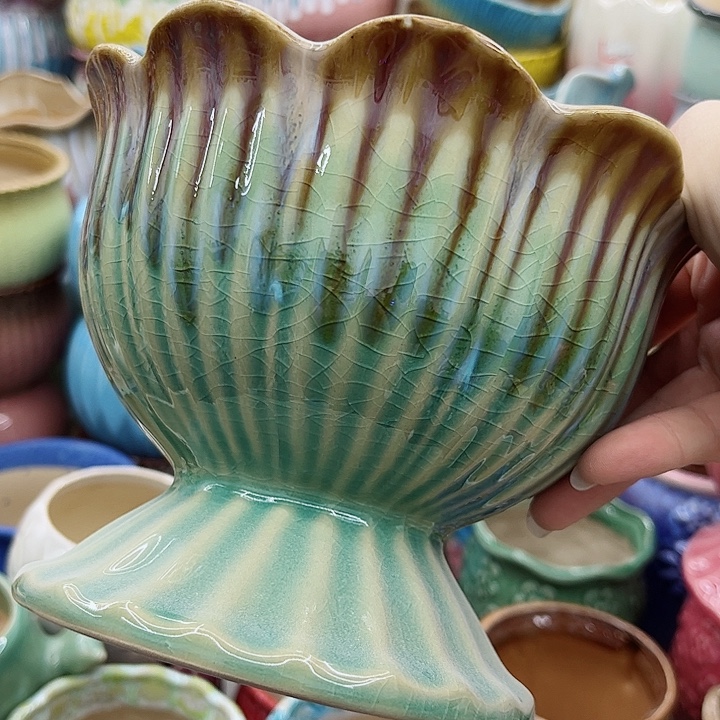 多肉绿植陶瓷花盆9.9包邮，有孔