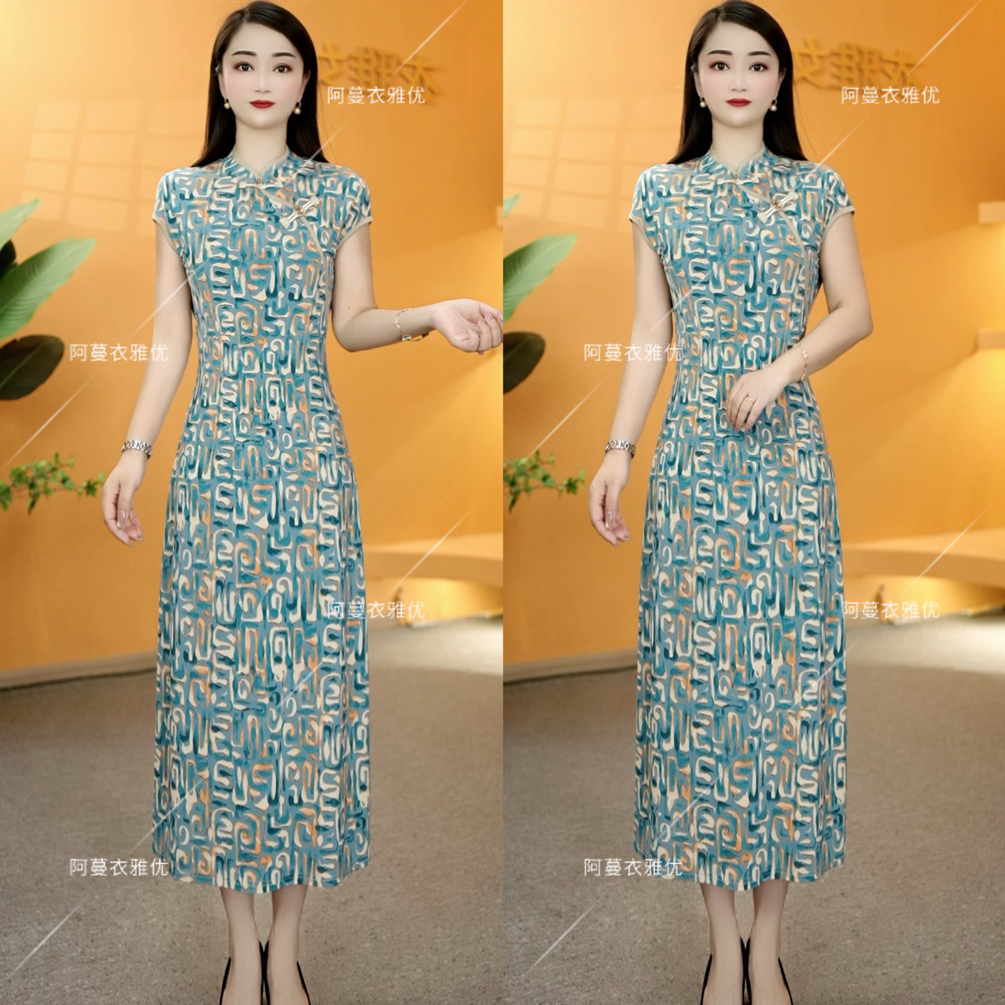 【衣雅严选】8082-2217#新时尚款气质显瘦新中式改良长旗袍连衣裙
