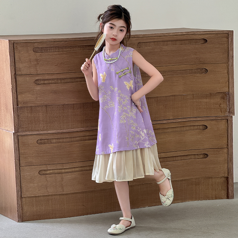 女童新中式旗袍裙夏装2025新款女大童国风连衣裙儿童夏季汉服裙子