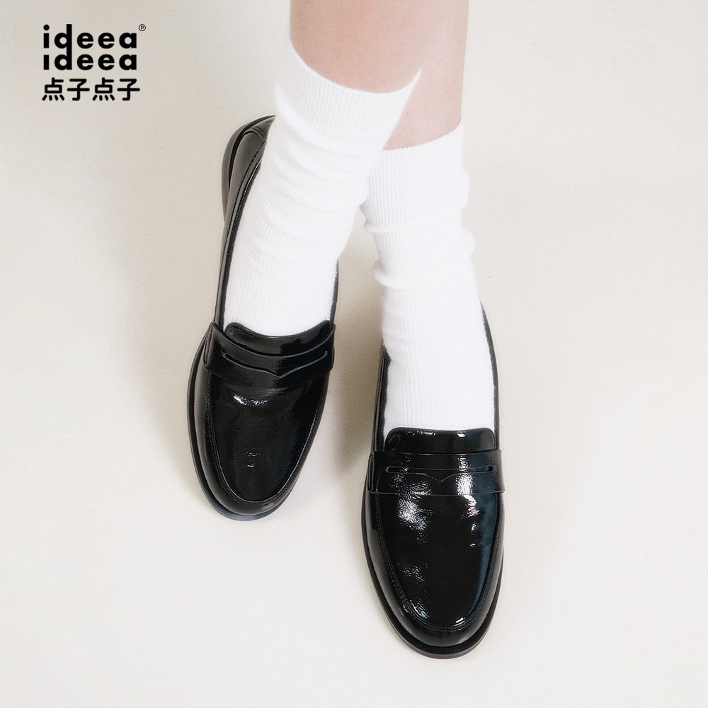 ideea点子点子 Zoe Loafer 佐伊乐福鞋 - 亮面褶皱增高款男女同款