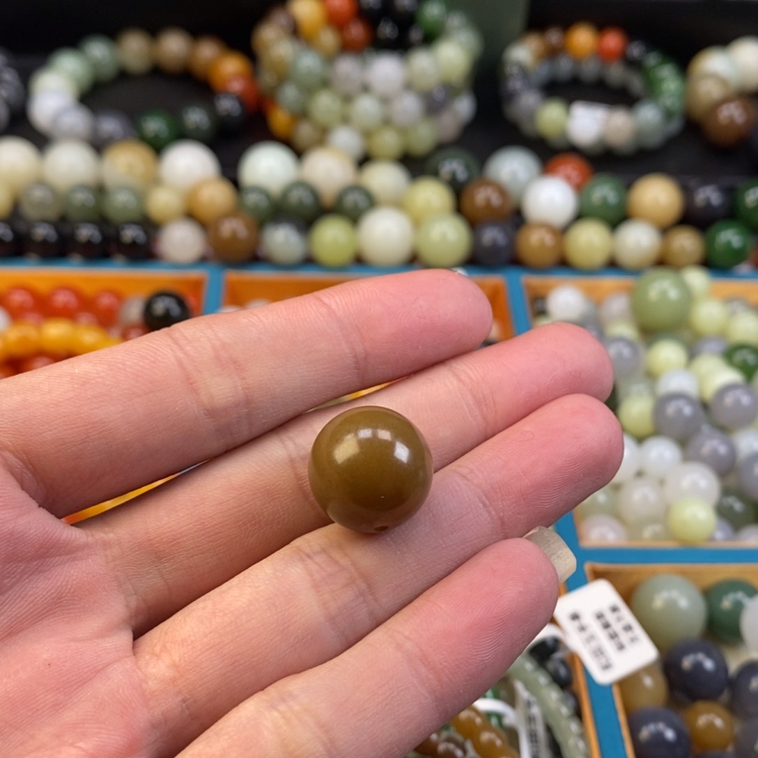 和田玉手串未镶嵌卡16且末糖单珠