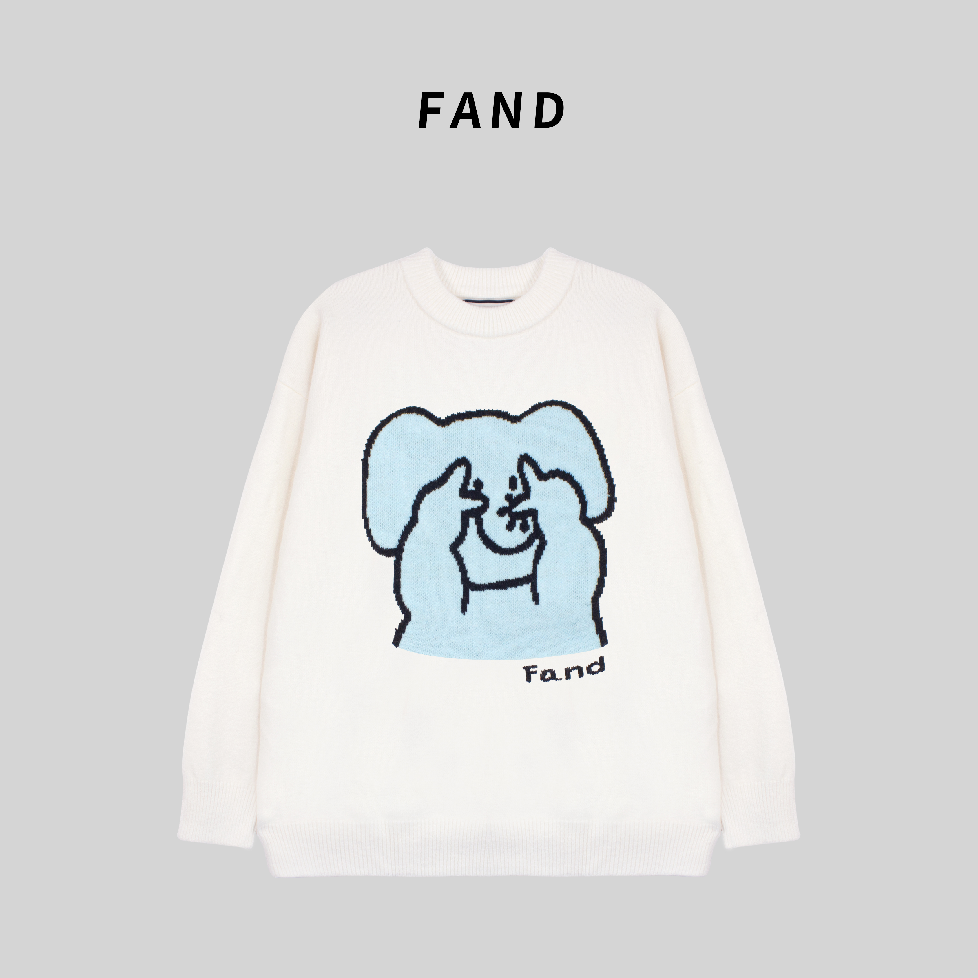 FAND妍妍【小飞象】针织秋冬宽松慵懒风百搭加厚圆领毛衣