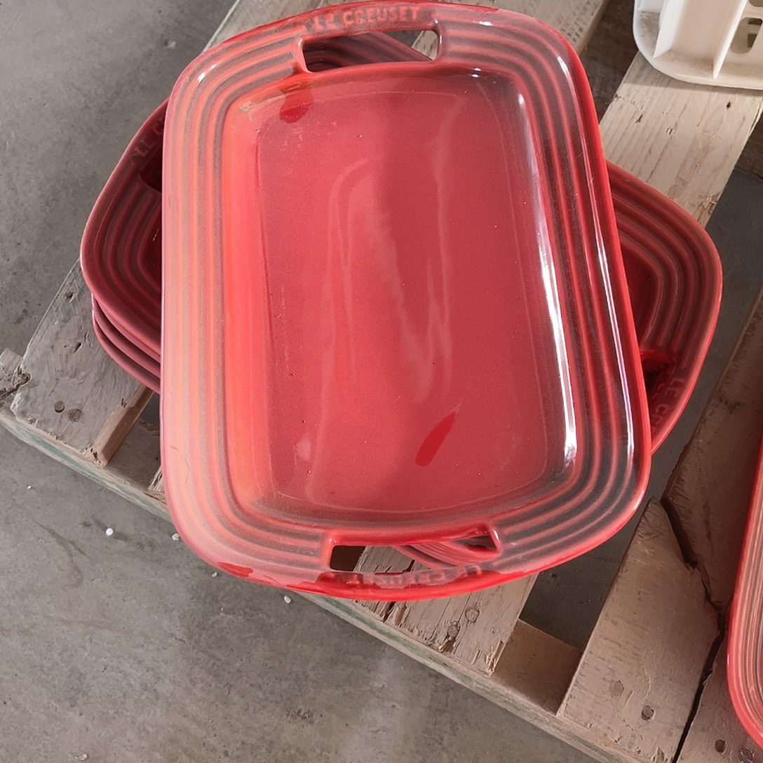 陶瓷 微 双耳托盘 红色色色