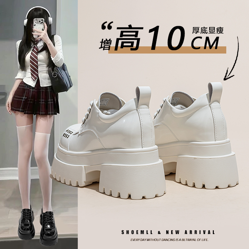 增高10cm乐福鞋女鞋英伦风复古小皮鞋2025年新款厚底单鞋9778-71