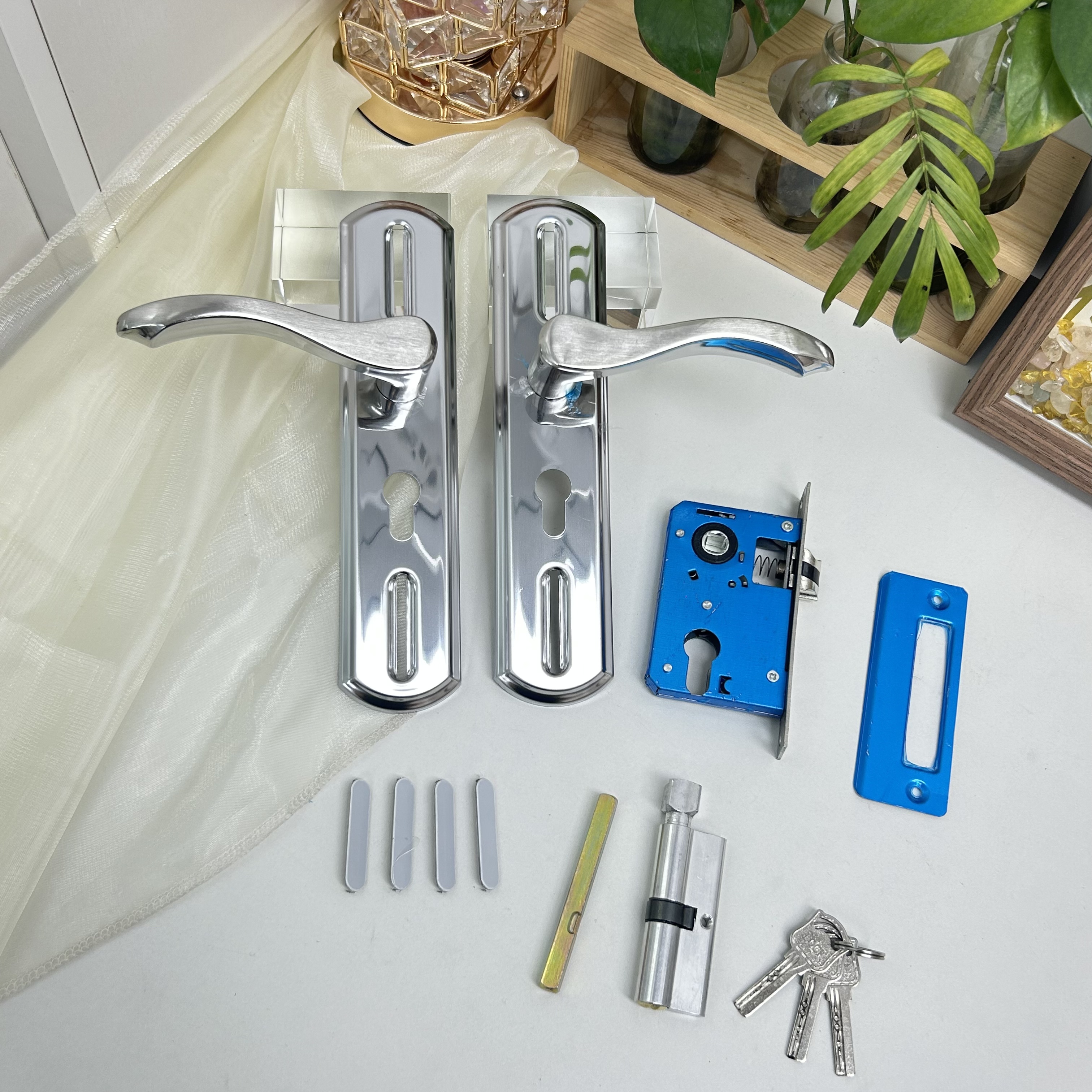 (拍一发十)室内门套锁816可调小50多功能套锁不锈钢多功能可调