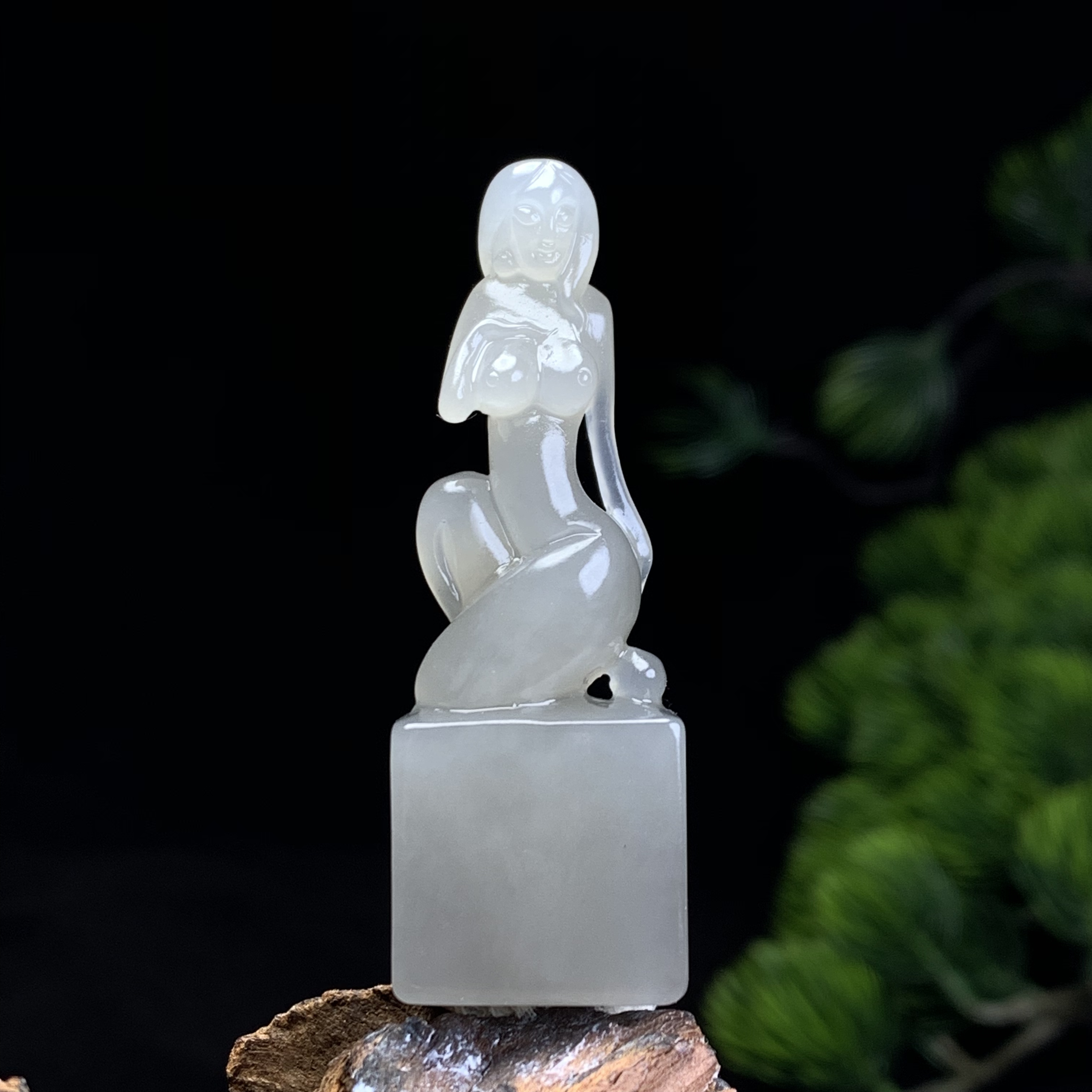 天然和田玉遇贵人小摆件尺寸58×20×12重量22克