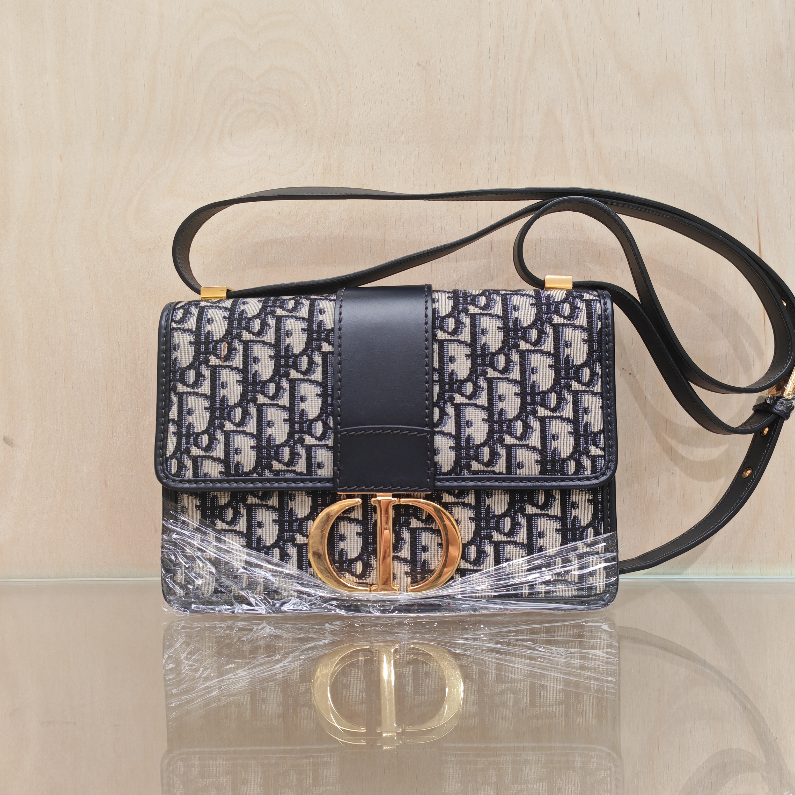 99新 DIOR/迪奥 蒙田30老花中号金扣CD斜挎包25cm底长