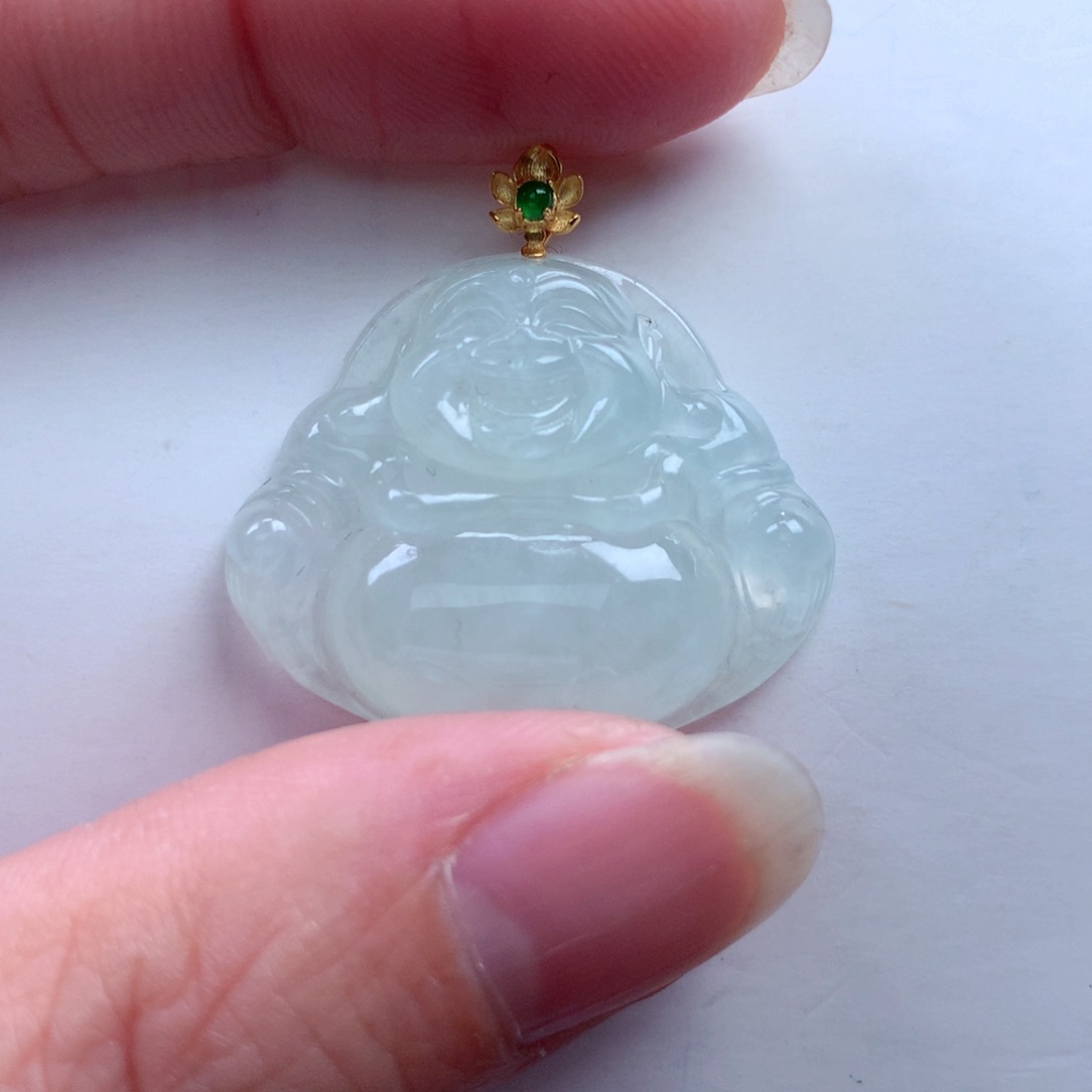 翡翠吊坠(不含链)18K金镶嵌