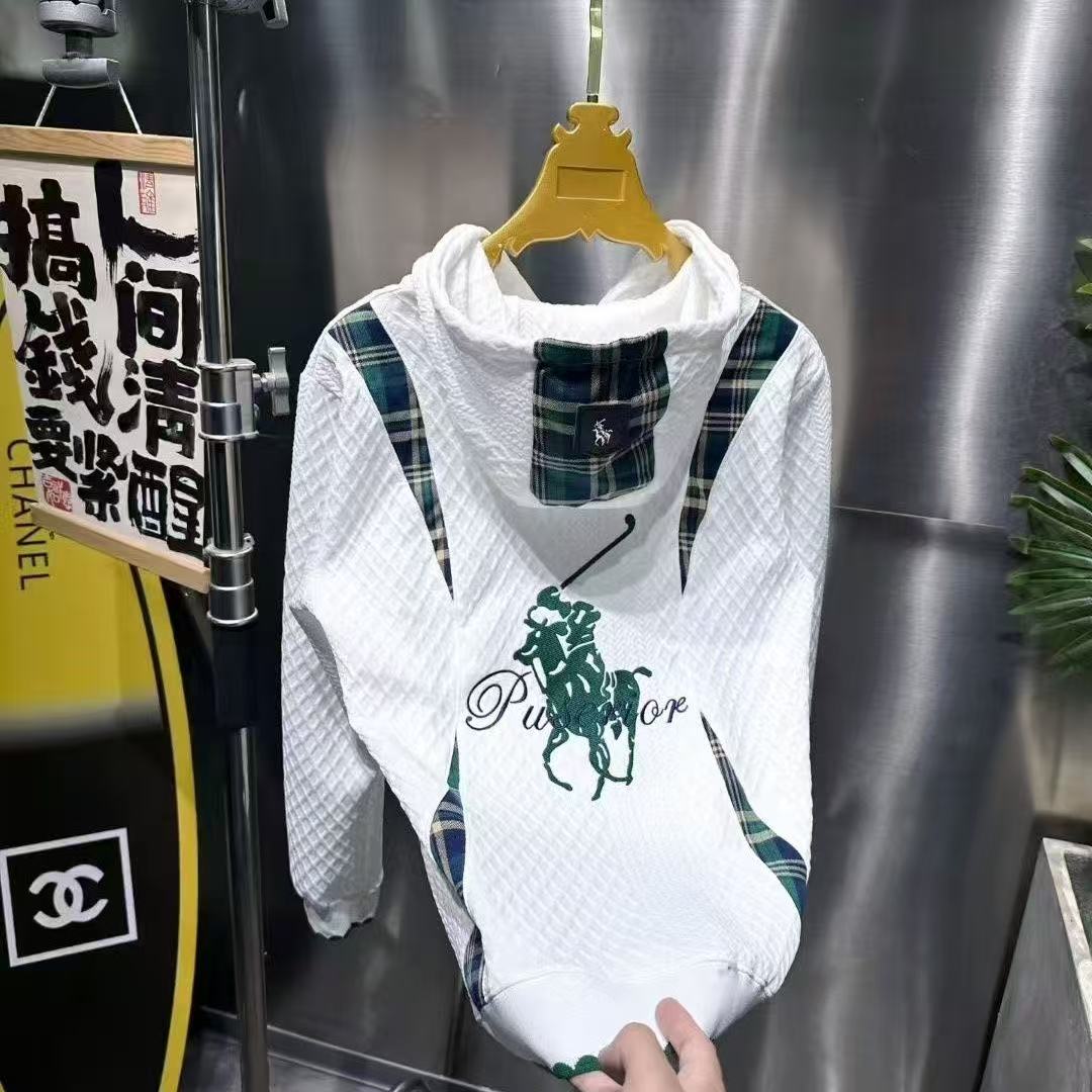 BW 常规潮流设计师连帽拼接秋季植绒重工宽松型春款卫衣 F575-EY