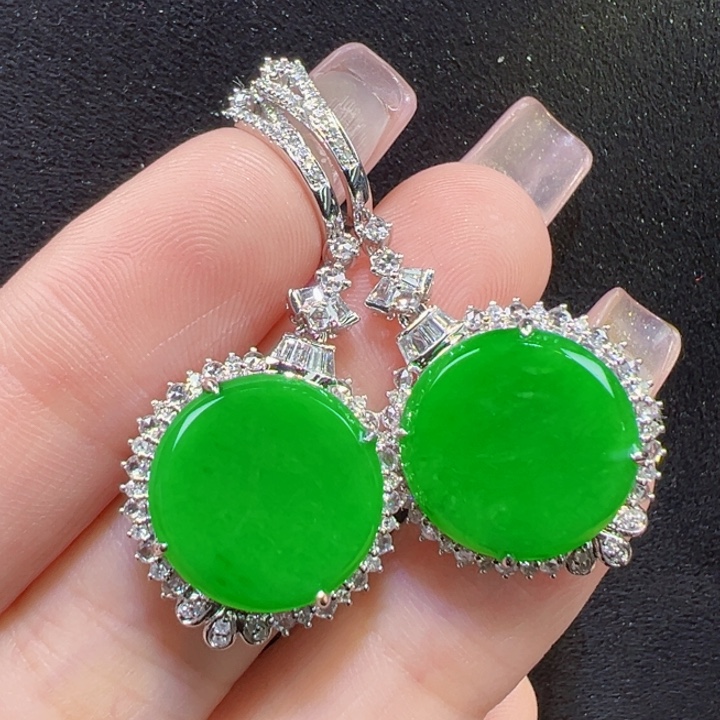 翡翠18K金镶嵌耳饰耳坠