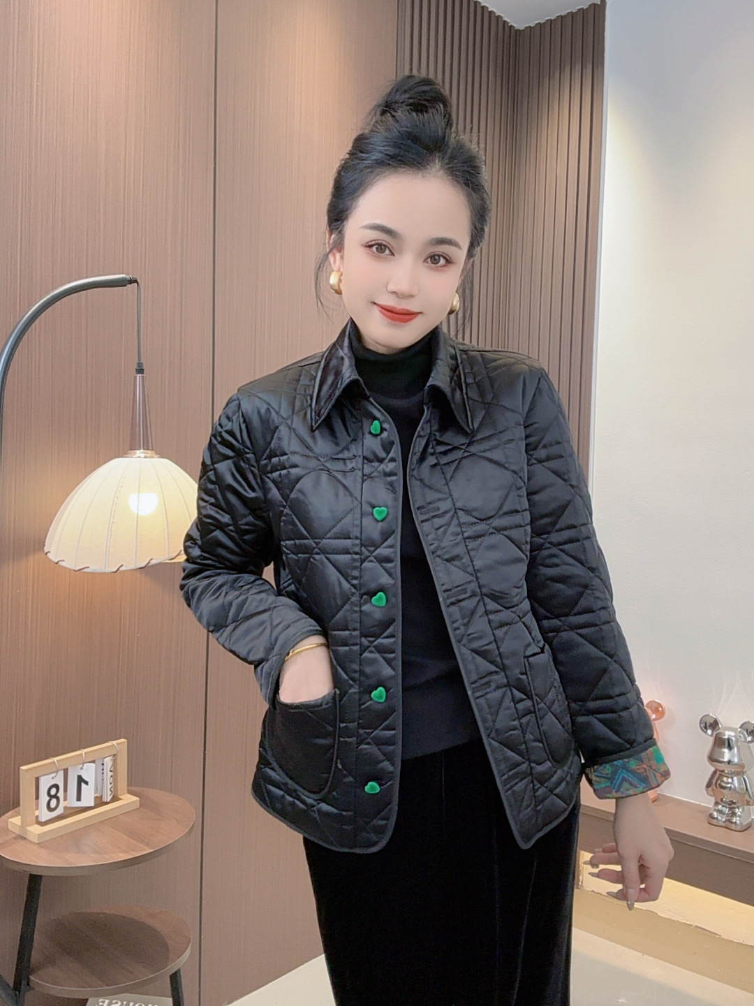 2025秋冬新款韩版缎面时尚百搭显瘦修身保暖中长款二棉棉服GZ女款