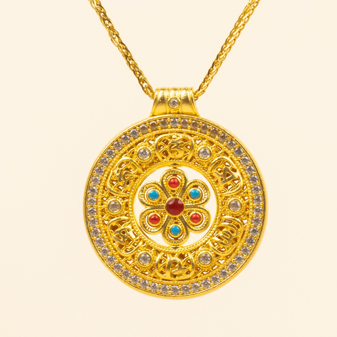 吊坠足银 足银吊坠项链锁骨链六字真言罗盘吊坠时尚百搭经典款式