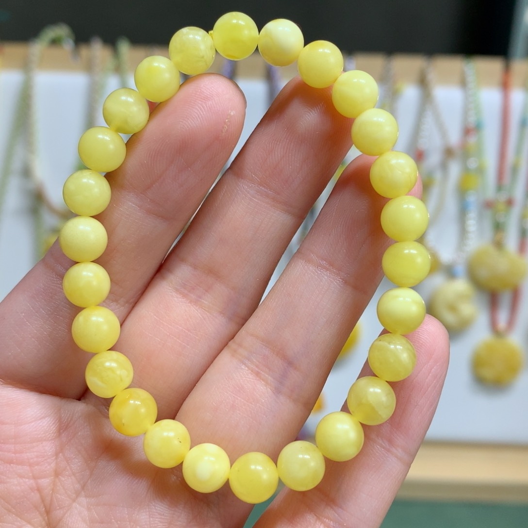 蜜蜡手链未镶嵌特价瑕疵6.9m m