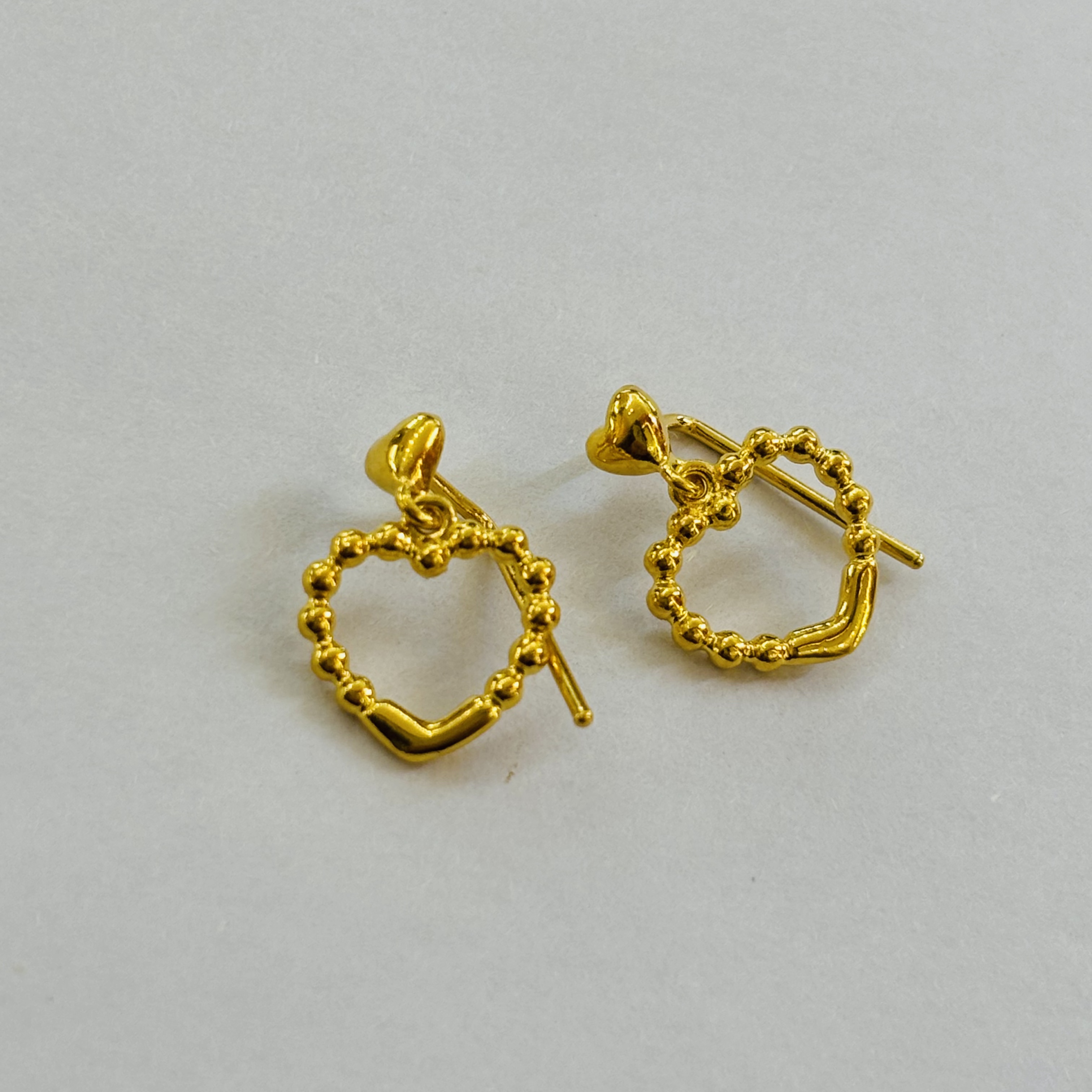 黄金足金999心型耳钉耳饰