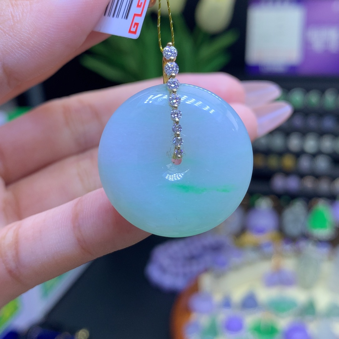 翡翠颈饰18K金镶嵌天然