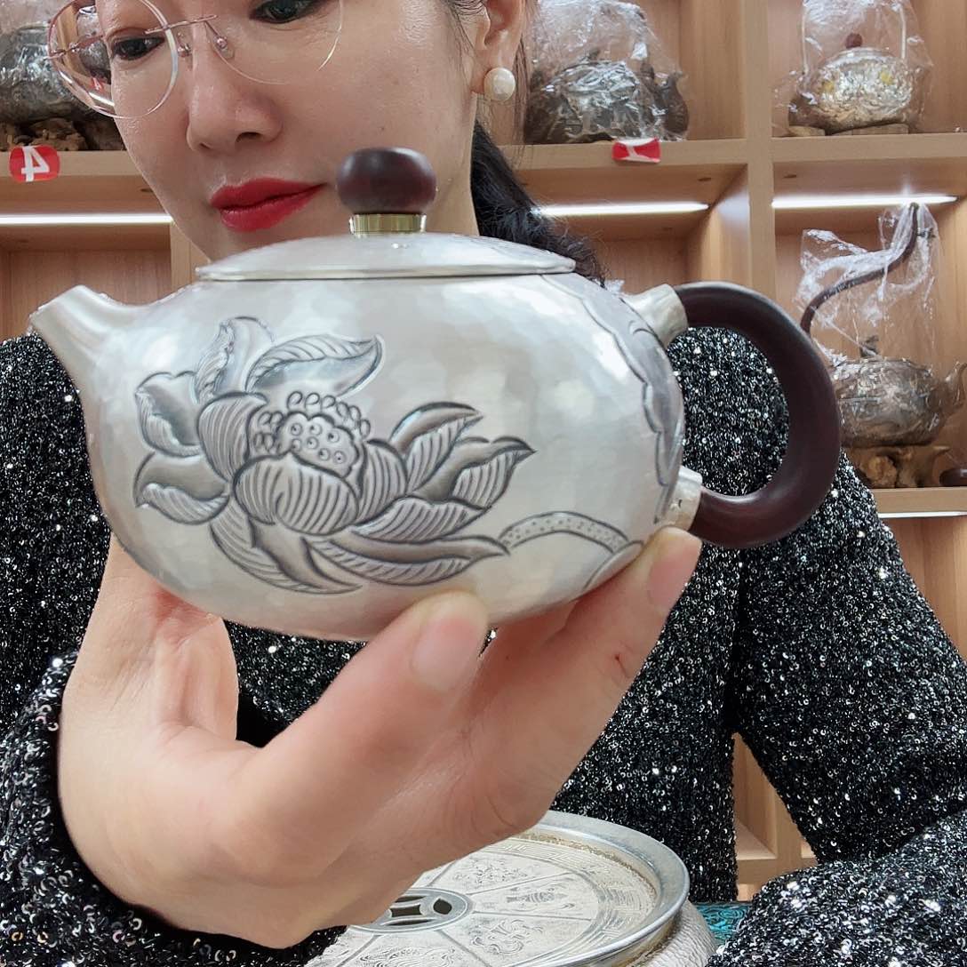 盖碗银壶泡茶壶足银999